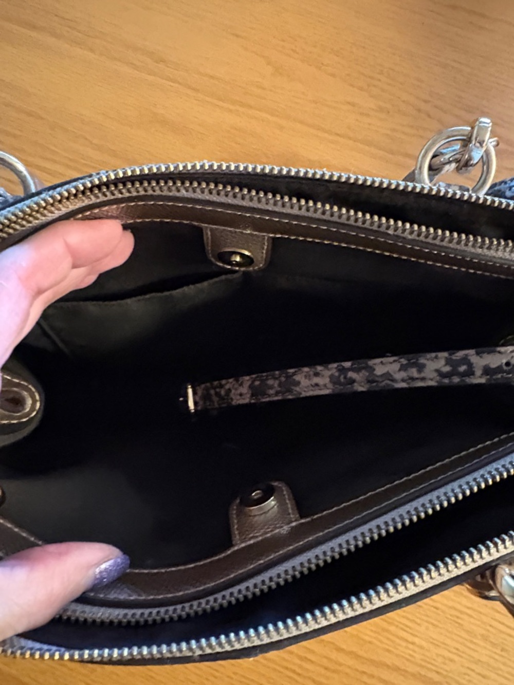 Coach Silver Satchel with Snake-Print Handles Kitt - Picture 5 of 8